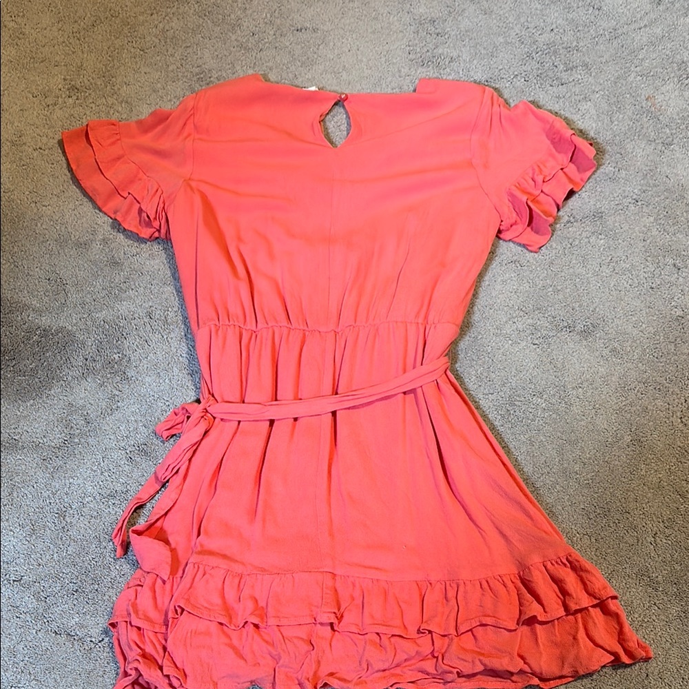 Francesca's Collections Pink Ruffled Mini Sundress - Picture 3 of 3
